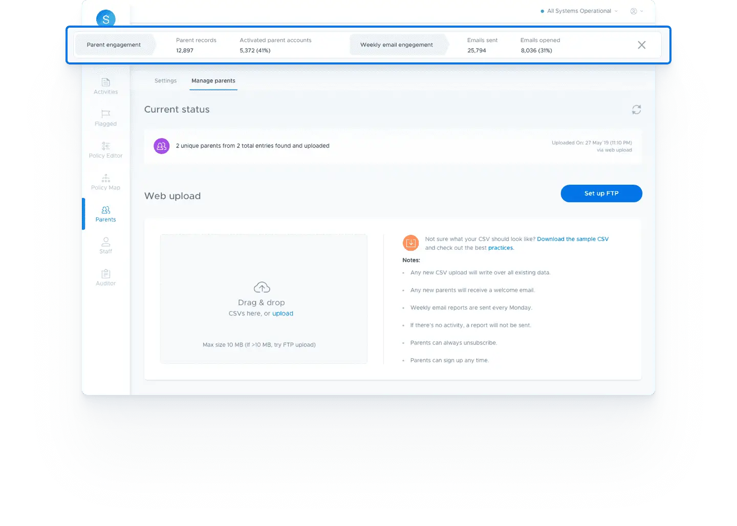 Screenshot of Securly Home parent data dashboard