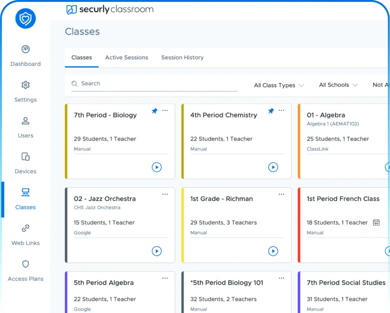 Securly Classroom management dashboard