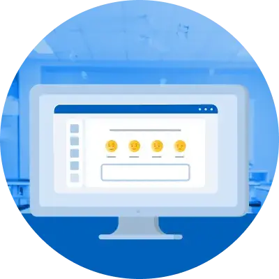Illustration of a monitor displaying different emojis in a browser